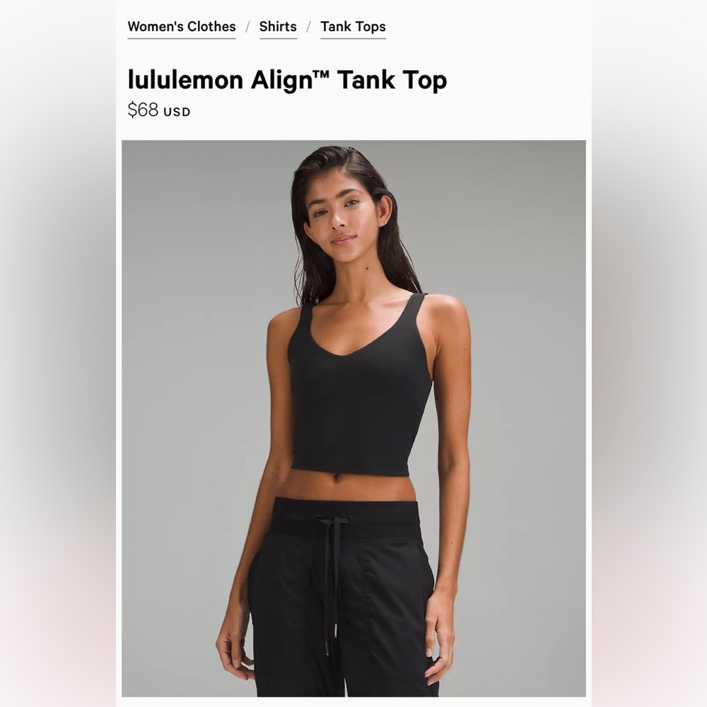 Lululemon Size 6 Black align tank! Worn less than 10 times